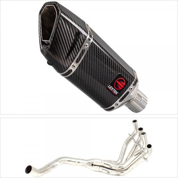 LEXTEK SP11C GLOSS CARBON FIBRE EXHAUST SYSTEM 200MM FOR KAWASAKI Z900 2020-2024 PART # EXKT5744