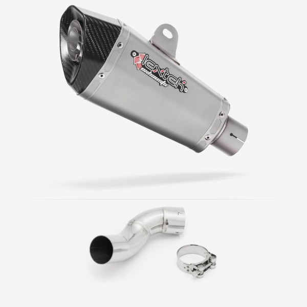 LEXTEK XP10 MATT STAINLESS STEEL EXHAUST 210MM WITH LINK PIPE FOR KAWASAKI Z900 2020-2024 PART # EXKT2124