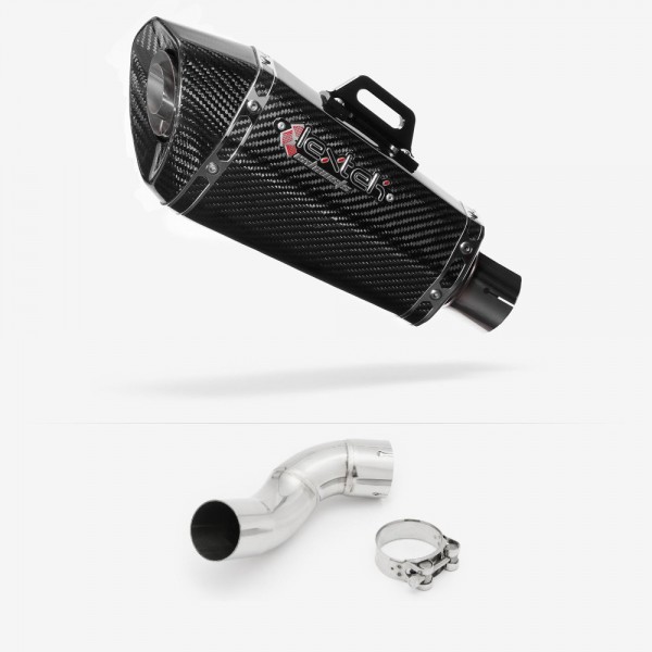 LEXTEK XP8C CARBON FIBRE EXHAUST 210MM WITH LINK PIPE FOR KAWASAKI Z900 2020-2024 PART # EXKT2125