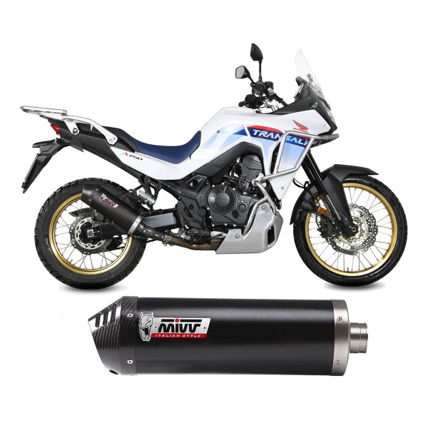 MIVV OVAL STAINLESS STEEL BLACK WITH CARBON CUP EXHAUST FOR HONDA XL750 TRANSALP 2023-2024 PART # H.086.LZC