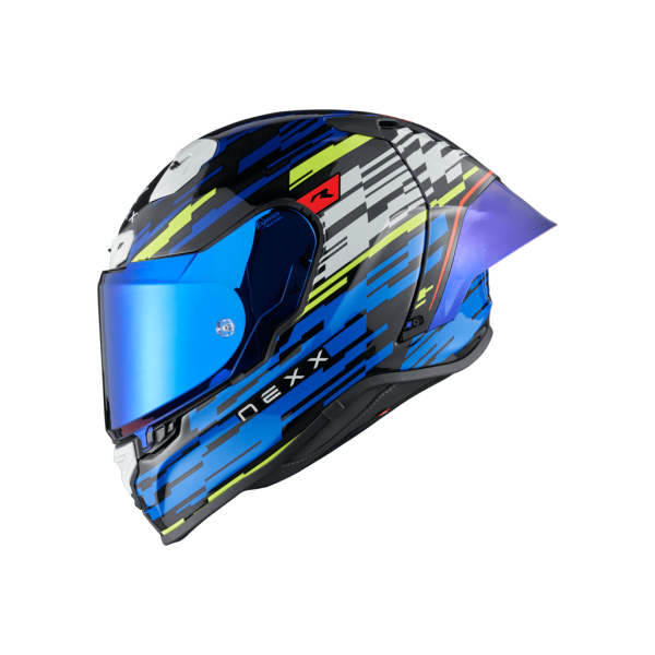 NEXX X.R3R GLITCH RACER BLUE NEON HELMET