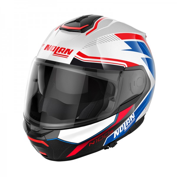 NOLAN N100.6 SURVEYOR N-COM WHITE RED BLUE MODULAR HELMET