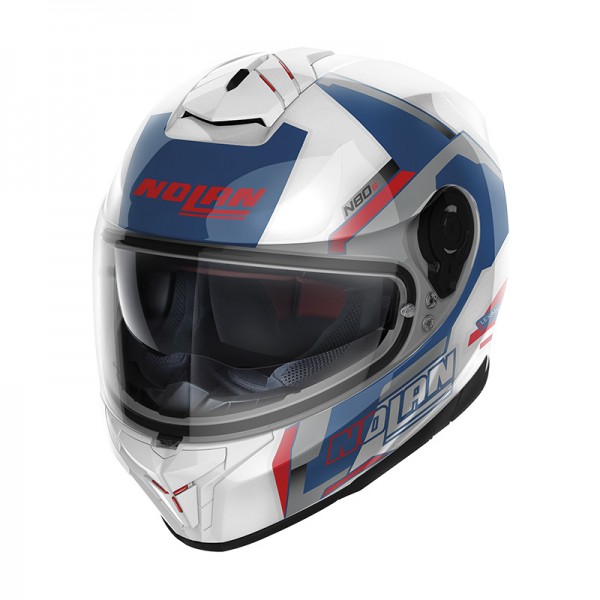 NOLAN N80.8 WANTED N-COM WHITE BLUE HELMET