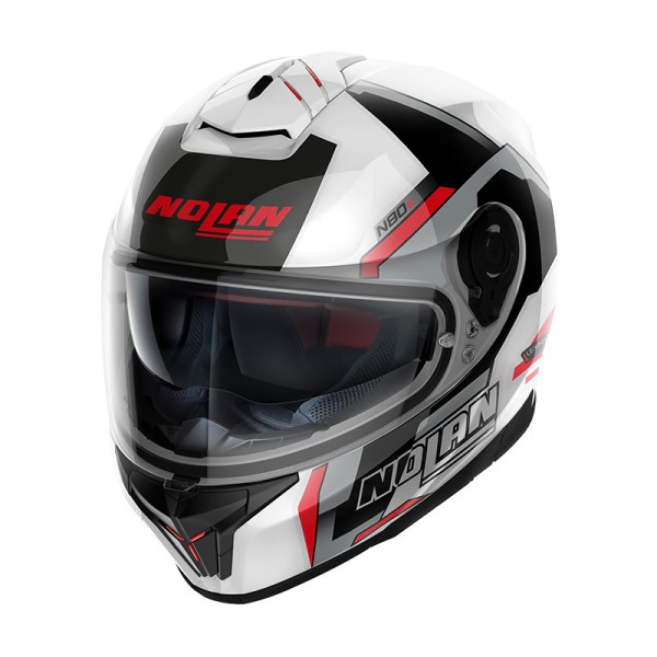 NOLAN N80.8 WANTED N-COM WHITE RED HELMET