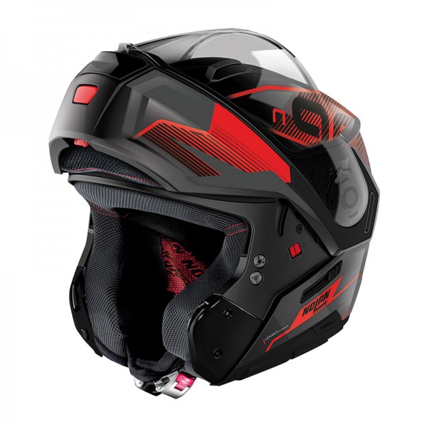 NOLAN N90.3 COMEBACK N-COM BLACK RED HELMET