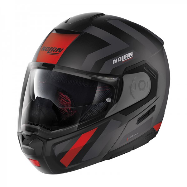 NOLAN N90.3 LANEWAY N-COM BLACK MATT RED HELMET