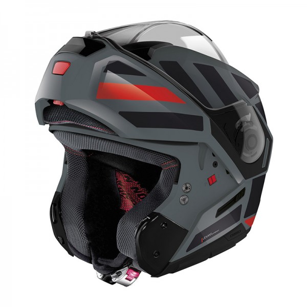 NOLAN N90.3 LANEWAY N-COM GREY RED HELMET
