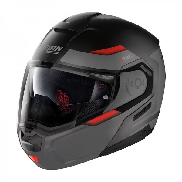 NOLAN N90.3 REFLECTOR N-COM BLACK MATT RED HELMET