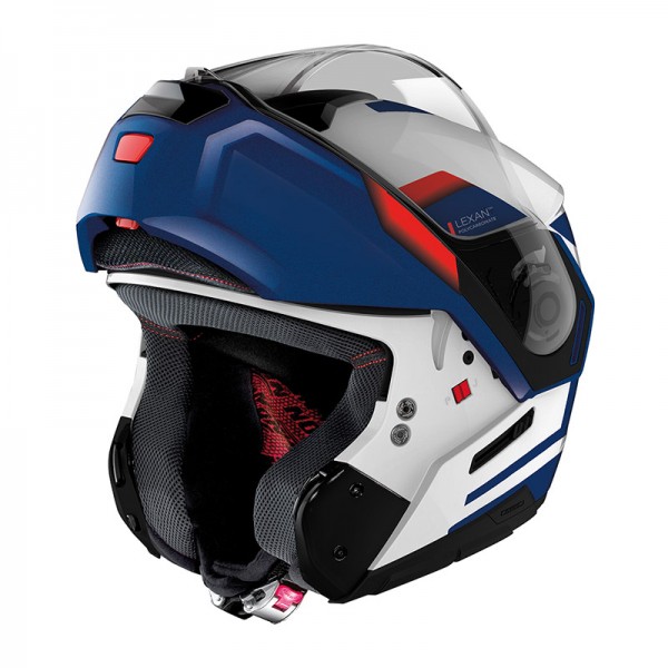 NOLAN N90.3 REFLECTOR N-COM WHITE BLUE RED HELMET