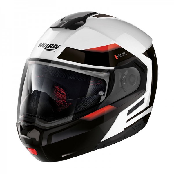 NOLAN N90.3 REFLECTOR N-COM WHITE RED HELMET