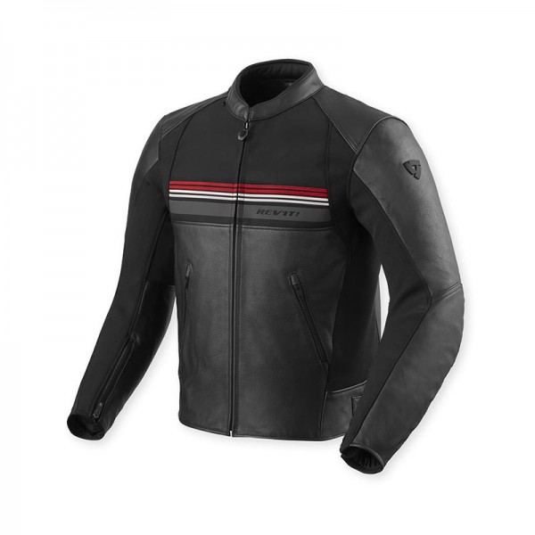 REVIT MILE 2 LEATHER BLACK RED JACKET