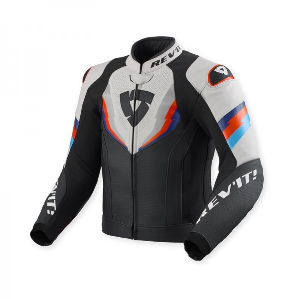 REVIT QUANTUM 3 LEATHER BLACK GREY JACKET