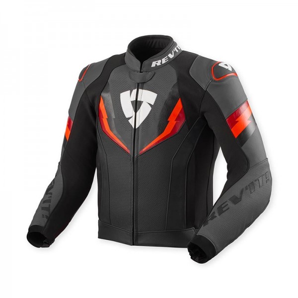 REVIT QUANTUM 3 LEATHER BLACK RED JACKET