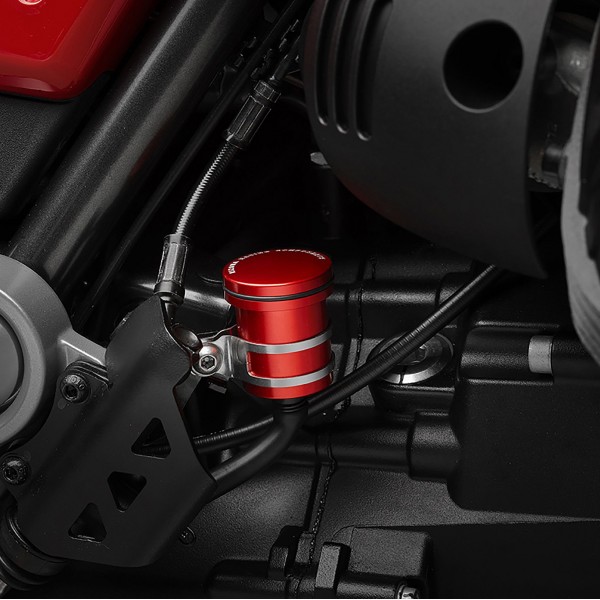 Rizoma Vulcan Red Anodized Rear Brake Fluid Reservoir Triumph Trident 660 (2021) (2021) Part# CT015R