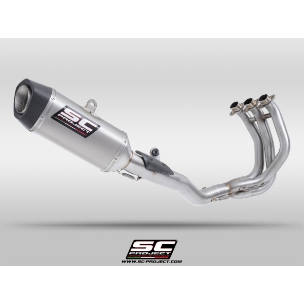 SC-PROJECT 3-1 STAINLESS STEEL WITH SC1-S CARBON FULL EXHAUST SYSTEM FOR TRIUMPH STREET TRIPLE 765 RS 2024 PART # T28A-C124C