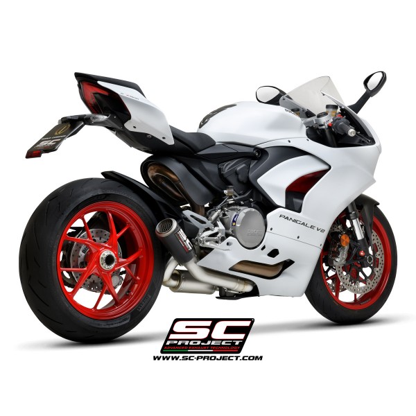 SC-PROJECT HALF SYSTEM 2 1 WITH CR T M2 MUFFLER CARBON FOR DUCATI PANIGALE V2 2020-2022 PART # D35A-LT69CR