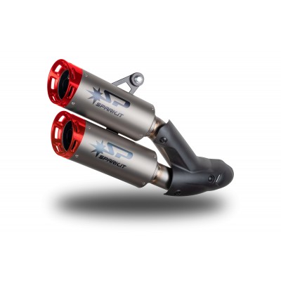 SPARK DYNO TITANIUM SILENCERS - RED ANODIZED END CAP FOR DUCATI MONSTER 937 2021-2024 PART # GDU0839T