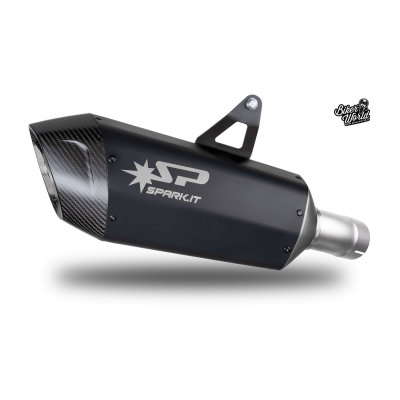 SPARK FIGHTER EVO BLACK SILENCER WITH CARBON FIBER FOR BMW R 1300 GS 2023-2024 PART # GBM0609B