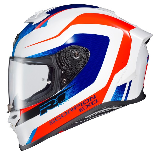 SCORPION USA EXO-R1 AIR HIVE RED WHITE BLUE HELMET