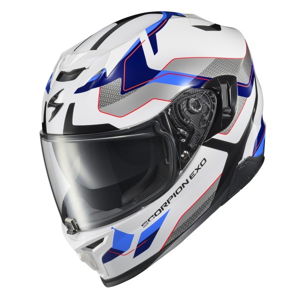 SCORPION USA EXO-T520 ZUSE WHITE/BLUE HELMET