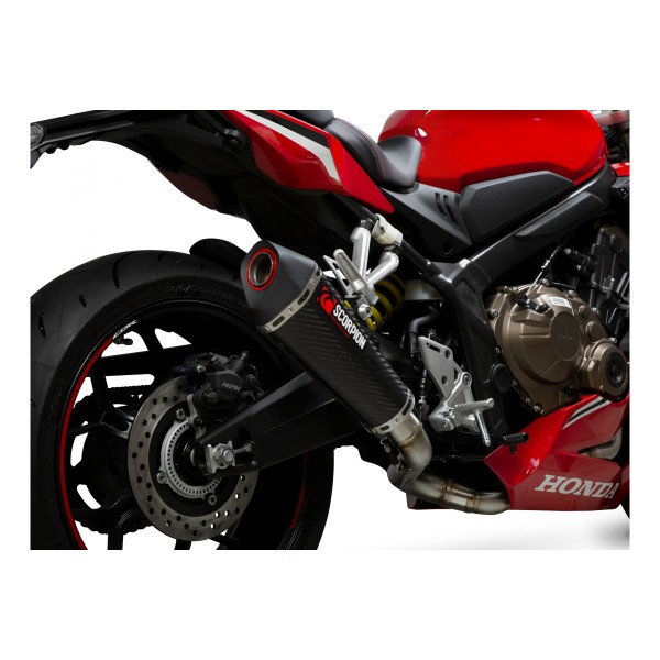 SCORPION SERKET TAPER CARBON FIBRE FULL SYSTEM FOR HONDA CBR 650 R 2021 - 2023  PART #  RHA197SYSCEO