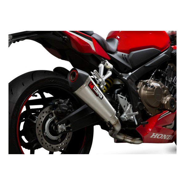 SCORPION SERKET TAPER BRUSHED STAINLESS FULL SYSTEM FOR HONDA CBR 650 R 2021-2023 PART # RHA197SYSSEO