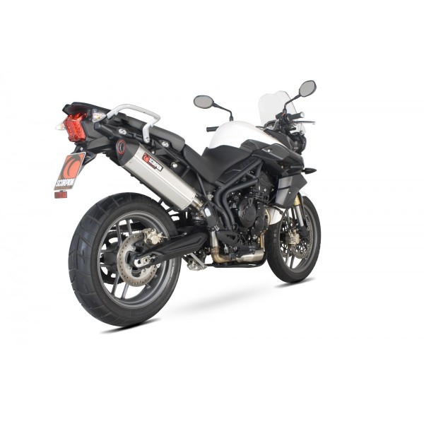 SCORPION SERKET PARALLEL SLIP-ON BRUSHED STAINLESS FOR TRIUMPH TIGER 800 2017-2020 PART # RTR68SEO