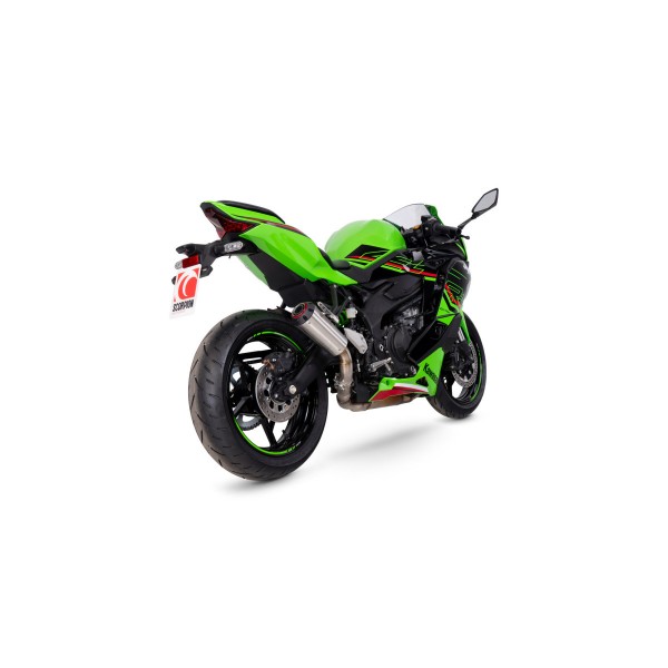 SCORPION RED POWER SLIP-ON BRUSHED STAINLESS FOR KAWASAKI NINJA ZX-4R 2023-2024 PART #  PKA146SEO