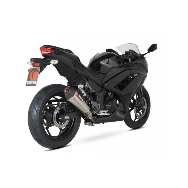 SCORPION SERKET TAPER SLIP-ON BRUSHED STAINLESS FOR KAWASAKI NINJA 300 2012-2017 PART # RKA95SEO
