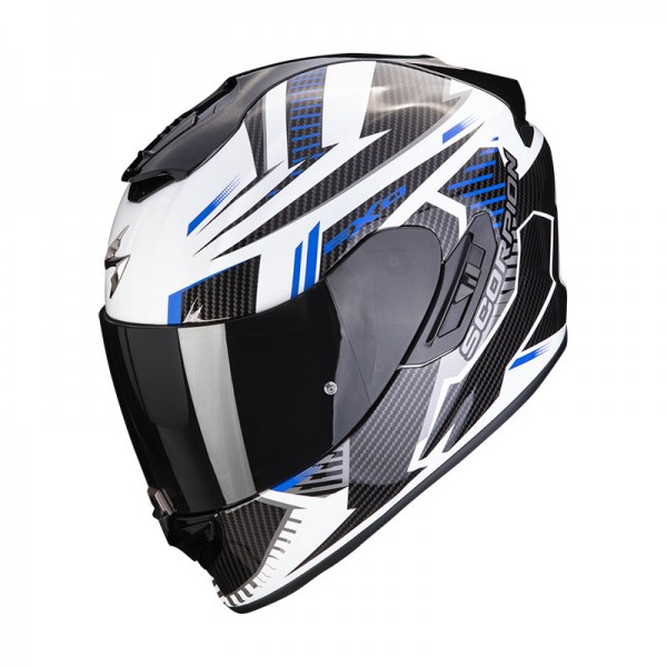 SCORPION EXO 1400 EVO AIR SHELL WHITE BLUE HELMET