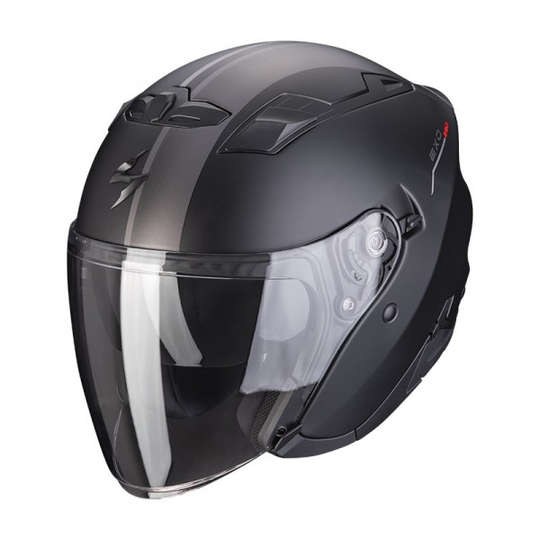 SCORPION EXO 230 SR BLACK MATT SILVER RED HELMET