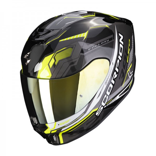 SCORPION EXO 391 HAUT BLACK SILVER YELLOW HELMET