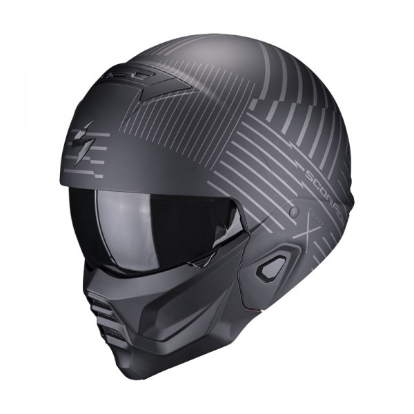 SCORPION EXO COMBAT 2 MILES BLACK MATT SILVER HELMET