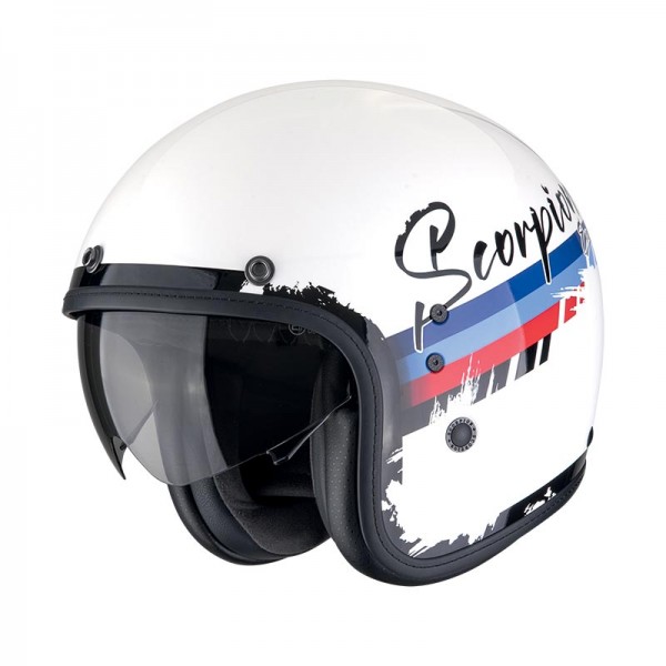 SCORPION BELFAST EVO ADONIS WHITE BLUE RED HELMET