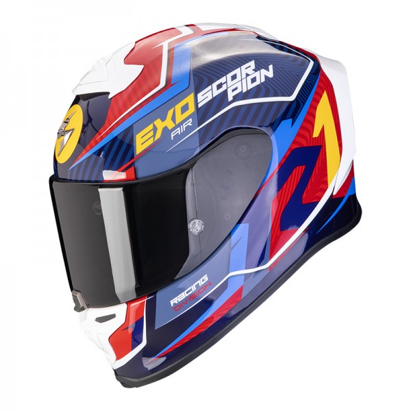 SCORPION EXO-R1 EVO AIR COUP BLUE RED YELLOW HELMET