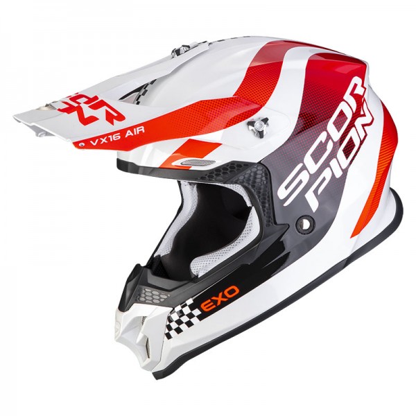 SCORPION EXO VX-16 EVO AIR SOUL WHITE RED HELMET