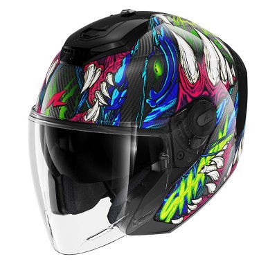 SHARK RS JET CARBON SHAYTAN GREEN PURPLE HELMET