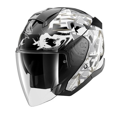 SHARK SKWAL JET PRANZ BLACK WHITE HELMET