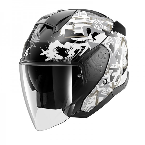 SHARK SKWAL JET PRANZ BLACK WHITE HELMET