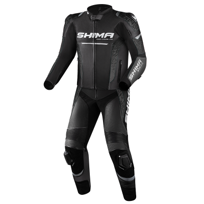 Shima Str 2.0 2-Pc Black Grey Leather Suit