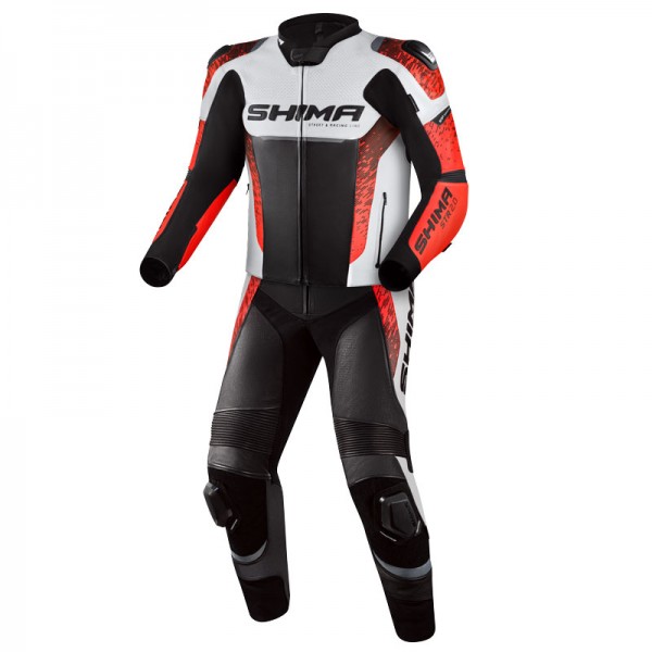 Shima Str 2.0 2-Pc Black White Red Fluo Leather Suit