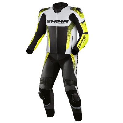 Shima Str 2.0 2-Pc Black White Yellow Fluo Leather Suit