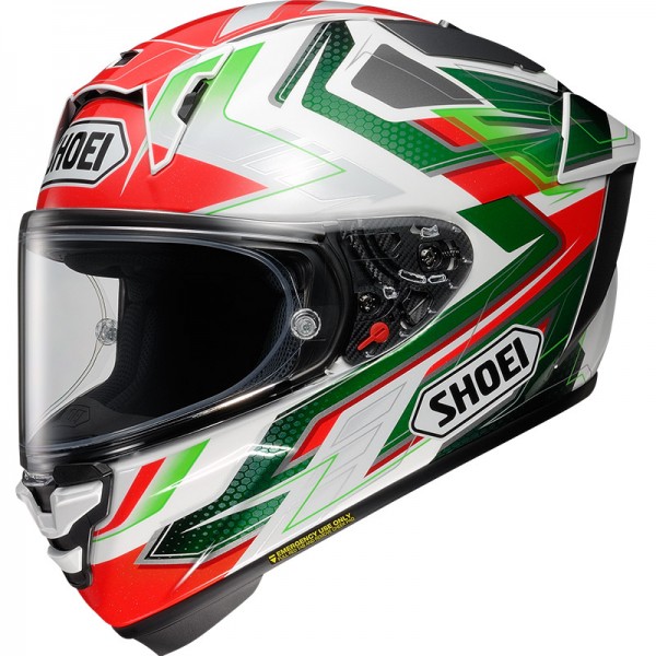 SHOEI X-SPR PRO ESCALATE TC4 RED GREEN HELMET