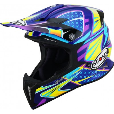 Suomy X-Wing Duel Purple Yellow Helmet