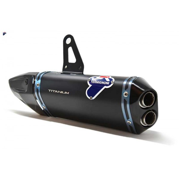 TERMIGNONI PAIR OF BLACK TITANIUM LOW SLIP-ON FOR DUCATI STREETFIGHTER V4 / S 2020-2024 PART #D19909440INA