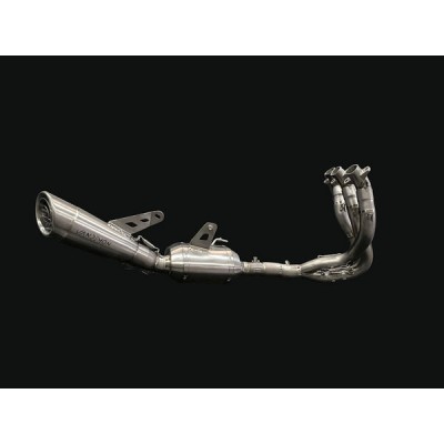 VANDEMON BIMODAL TITANIUM STEALTH SLIP-ON MUFFLER FOR TRIUMPH SPEED TRIPLE 1200RS & RR PART # TRIUM120SPDMUFB