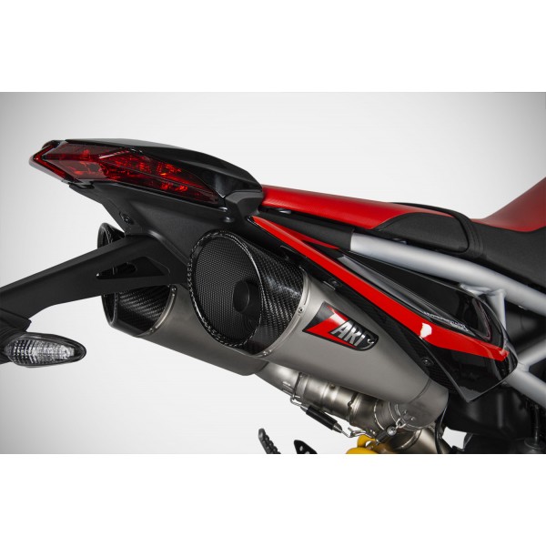 ZARD HOMOLOGATED CARBON FIBER GT SLIP-ON EXHAUST FOR DUCATI HYPERMOTARD 950/SP 2019-2023 PART # ZDU127S10SCO