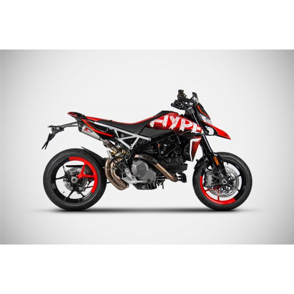 ZARD RACING CARBON FIBER GT SLIP-ON EXHAUST FOR DUCATI HYPERMOTARD 950/SP 2019-2023 PART # ZDU127S10SCR