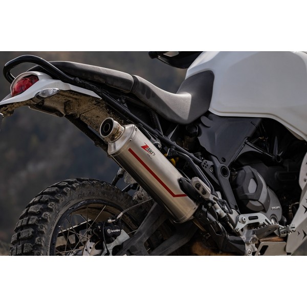 ZARD HOMOLOGATED STAINLESS STEEL SABBIA SLIP-ON EXHAUST FOR DUCATI DESERTX 2021-2023 PART # ZDU132S10SSO