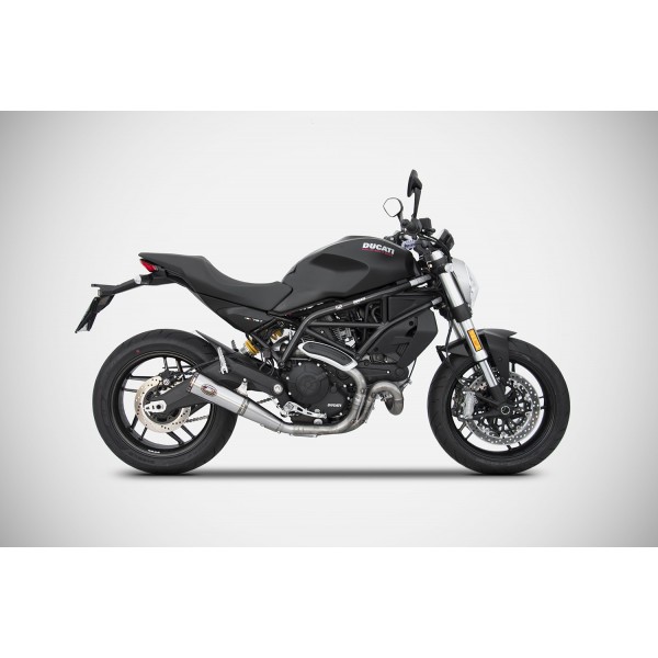 ZARD HOMOLOGATED STAINLESS STEEL ZUMA SLIP-ON EXHAUST FOR DUCATI MONSTER 797 2017-2019 PART # ZDU788S10SSO